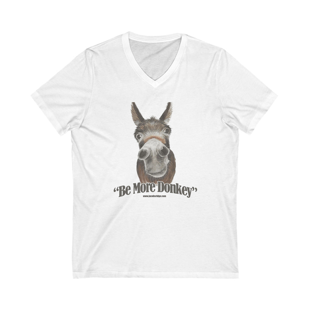 BE MORE DONKEY Women's Jersey Short Sleeve Deep V-Neck Tee